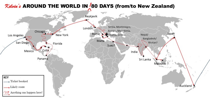 Around the world in 180 days map